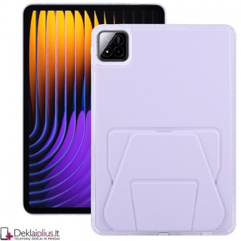 Dirbtinės odos nugarėlė su sulankstomu magnetiniu laikikliu - violetinis (Xiaomi Pad 7/Pad 7 Pro/Pad 8/Pad 8 Pro)